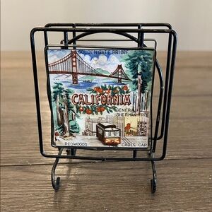 Vintage metal California Souvenir Tile napkin holder pre Disney mid century